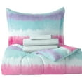 thumbnail image 5 of Dream Factory Tie Dye Stripe Twin 5 Piece Comforter Set, Polyester, Microfiber, Pink, Purple, Multi, Child, Unisex, 5 of 8
