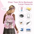 thumbnail image 5 of SANMADROLA Clear Backpack Heavy Duty Transparent Bookbag Teen Girlish Cute Bag Large Capacity See Through Backpacks Stadium Approved Daypack for Middle School College Sport/Travel, Pink Butterfly, 5 of 8