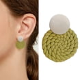thumbnail image 2 of Pendientes de arcilla polimérica, pendientes redondos de gran sentido, pendientes colgantes ligeros bohemios con personalidad tejida a mano, 2 of 5