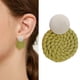 thumbnail image 2 of Pendientes de arcilla polimérica, pendientes redondos de gran sentido, pendientes colgantes ligeros bohemios con personalidad tejida a mano, 2 of 5