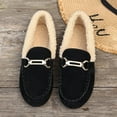 thumbnail image 5 of Msgweeeg Indoor Slippers for Women Bedroom Slippers Women's Fashionable Casual Winter Solid Color Moccasins Comfortable Plus Velvet Warm Round Toe Closed Toe One-Foot Low-Top Shallow Mouth Shoes, 5 of 10