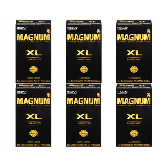 Trojan Magnum XL Lubricated Large Size Latex Condoms - 12 Ea, 6 Pack