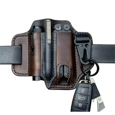 

Leather Sheath for Organizer Belt Loop Leather Multitool Holder with Key Holder for Belt and Flashlight Sheath Multitool Pouch