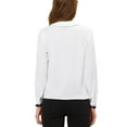 thumbnail image 3 of INSPIRE CHIC Women's Elegant Contrast Trim V Neck Double Breasted Long Sleeve Work Blouse Shirt, 3 of 5