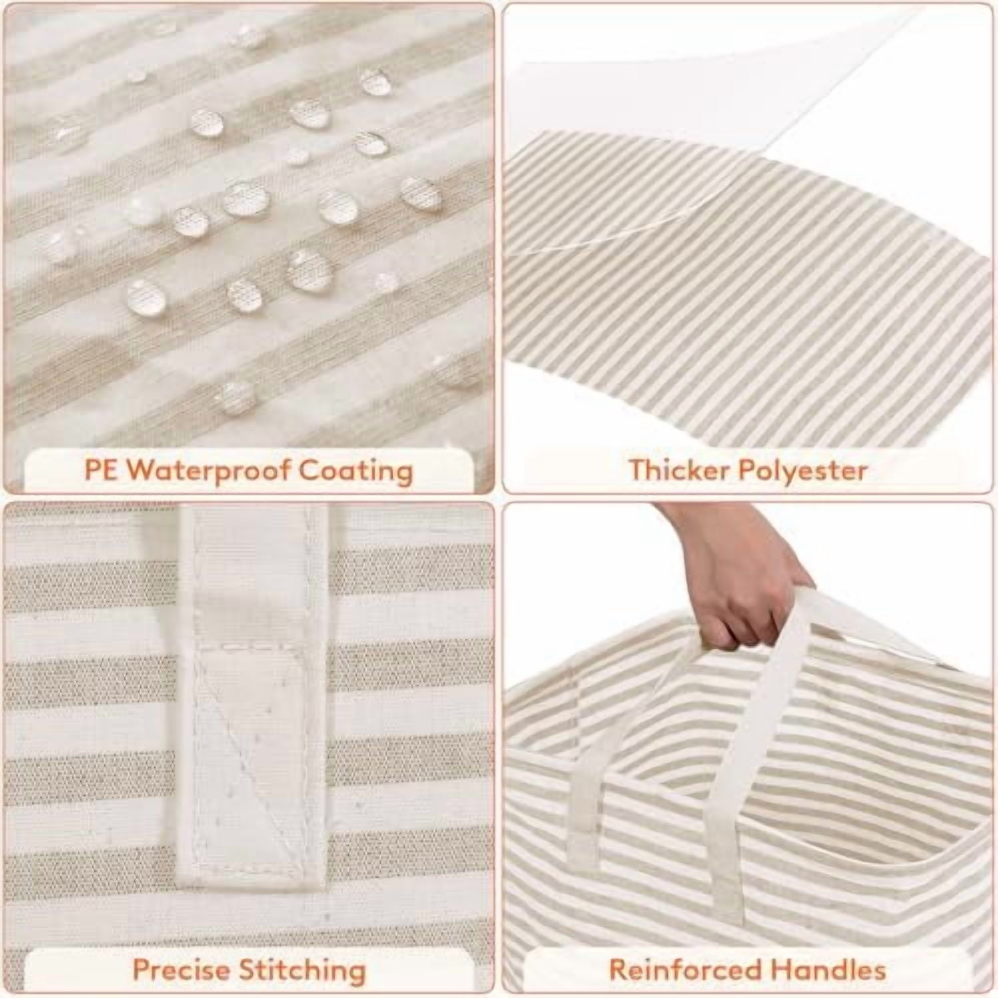 2 Pack Laundry Hamper Large Collapsible Laundry Baskets, Freestanding Waterproof Clothes Hamper with Easy Carry Handles in Laundry Room Bedroom Bathroom College Dorm, Beige, 2 x 80L