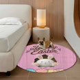 thumbnail image 3 of Pink Easter Round Area Rug 4ft, Easter Bunny Eggs Spring Cartoon Farmhouse Wood Grain Washable Non-Slip Circle Rugs for Bedroom Living Room Kitchen, Non Shedding Circle Carpet for Dining Room Dorm, 3 of 9