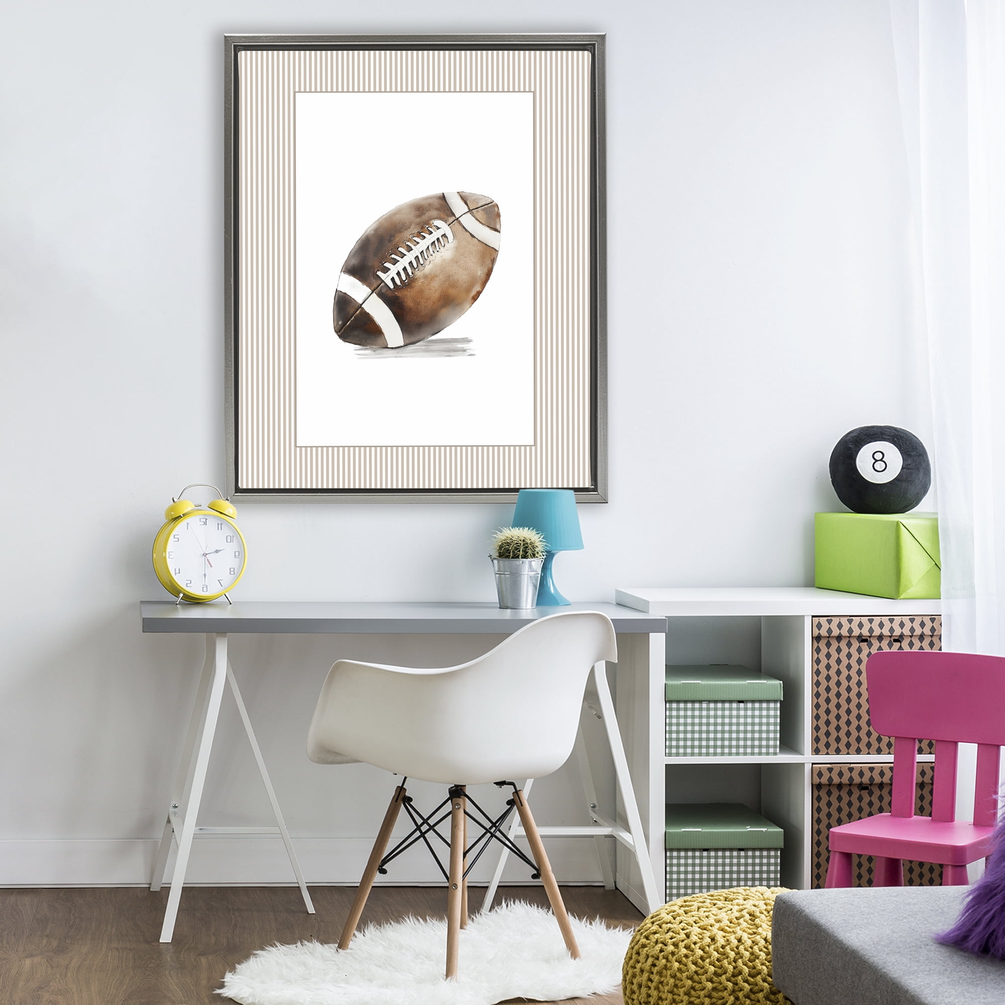 Stupell Industries Vintage Sports Football Gray Framed Floater Canvas Wall Art, design by Christine Simpson Art