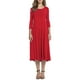 thumbnail image 3 of Qarigey Vestido de mujer Cuello Otoño Vestido de mujer Traje de cuello Media manga Vestido de columpio grande Vestidos Rojo XXL, 3 of 6