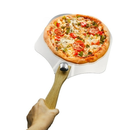 

CHOMOEN Aluminum Metal Pizza Peel Pizza Spatula with Foldable Wood Handle Easy Storage for Baking and Slicing Homemade Pizza