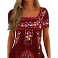 thumbnail image 3 of DYMADE Women Plus Size Indie Folk Buttons Short Sleeve T-shirt Top, 3 of 4