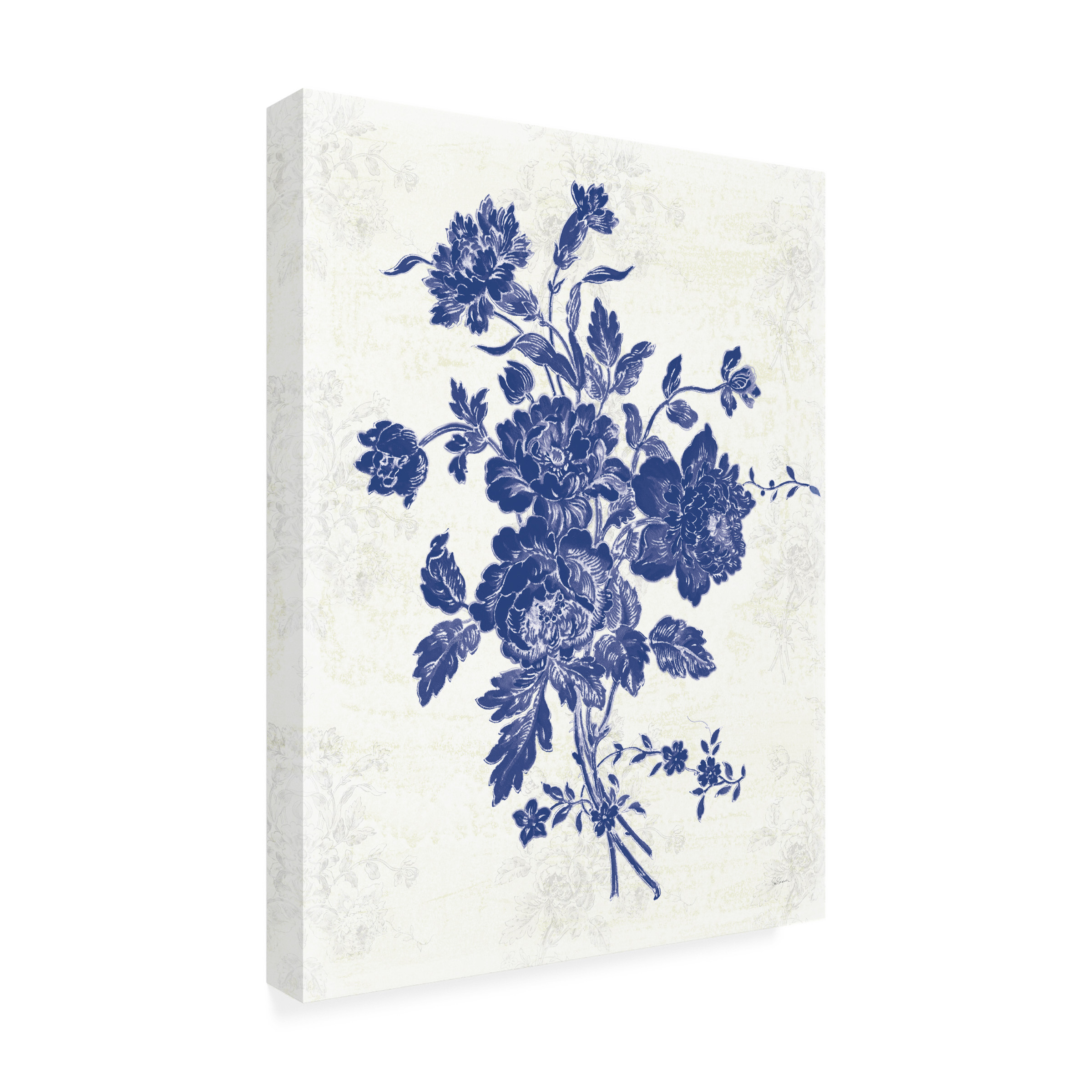 Trademark Fine Art 'Toile Roses VIII Indigo' Canvas Art by Sue Schlabach
