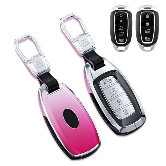 Zinc Alloy Gradient Glass Back Cover Key Fob Case Holder Shell Accessories Compatible for Hyundai Palisade Elantra GT Accent Kona Santa Fe Veloster 2019-2022