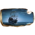 thumbnail image 3 of Startonight 3D Mural Wall Art Photo Decor Moon and Ship Amazing Dual View Surprise Medium Wall Mural Wallpaper for Bedroom Beach Collection Wall Paper Art 32.28 inch By 59.06 inch, 3 of 4