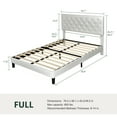thumbnail image 5 of Amolife Full Faux Leather Upholstered Platform Bed Frame with Adjustable Headboard, Diamond Button Tufted Style, White, 5 of 8