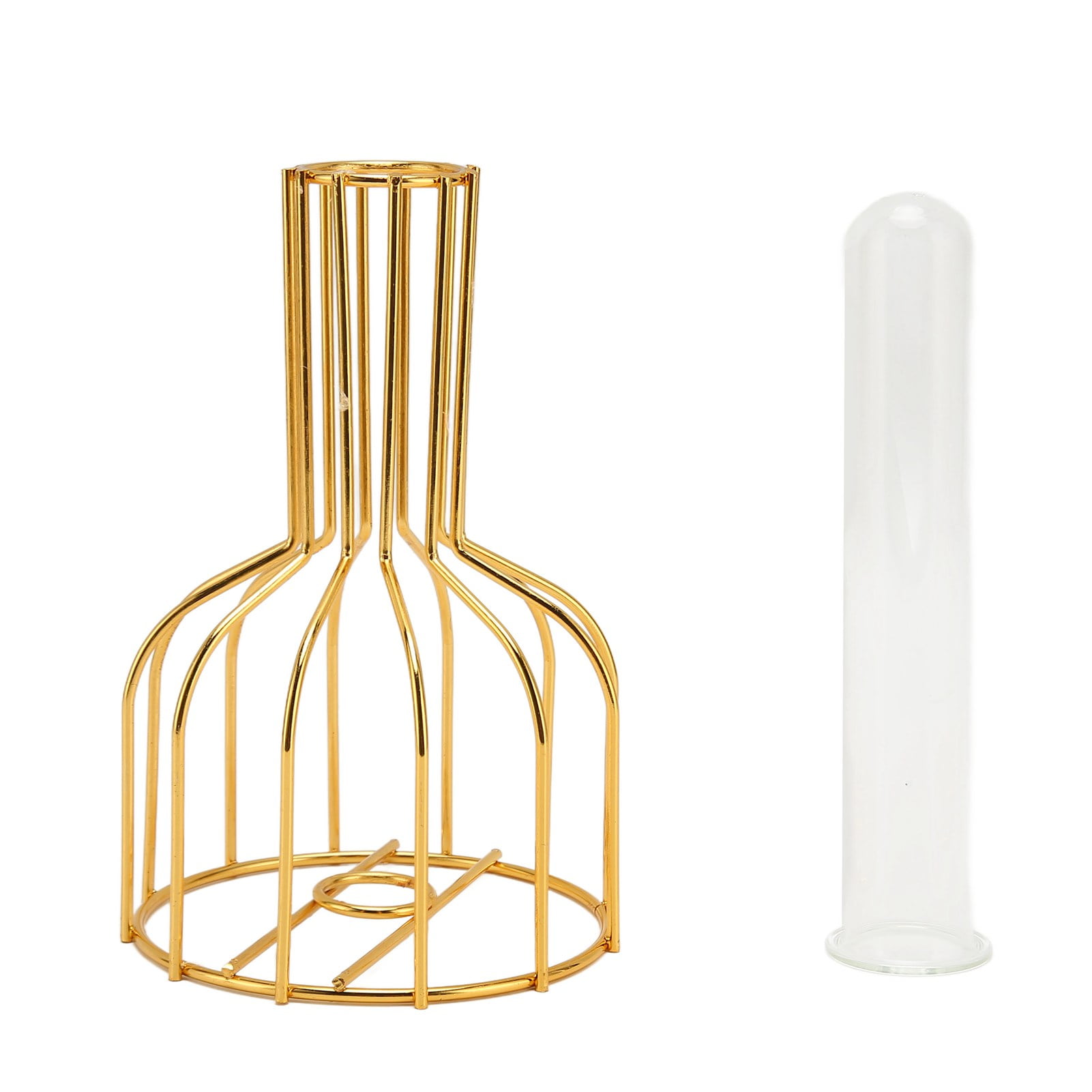 Test Tube Vase, Metal Flower Vase Separate Design Golden Appearance Modern Elegant  For Bedroom