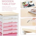 thumbnail image 3 of Rolling Storage Cart with 8 Drawers and Wooden Tabletop, Utility Cart for Living Room, Classroom, Bedroom, Bathroom, Dorm, Office, Rose Pink, 3 of 17