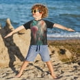 thumbnail image 3 of FORMRS Boys Rash Guard Short Sleeves Swim Shirt Quick Dry UPF 50+ Sun Protection, Sizes 3-12T, Psychedelic Forest, 3 of 6