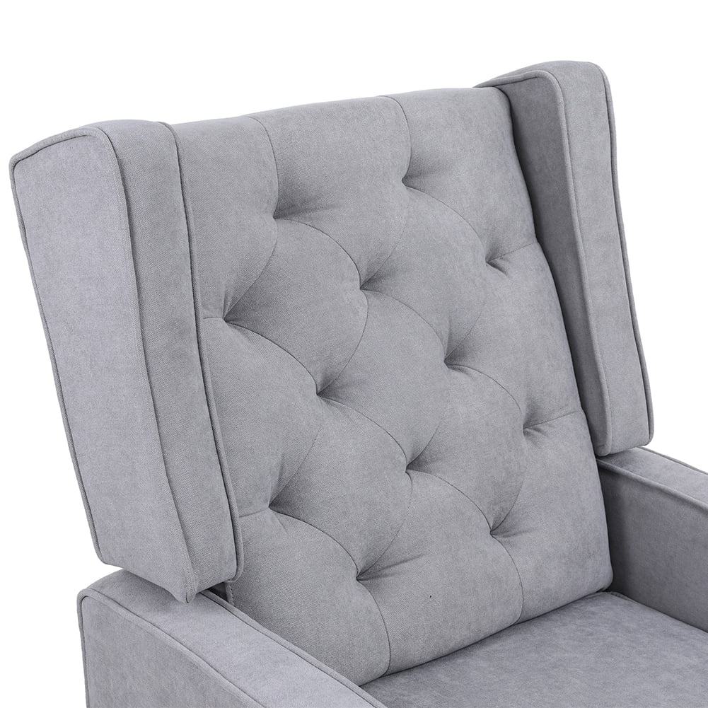 Kepooman Tufted Upholstered Wingback Accent Chair Rocker w/Wood Frame, Gray Kepooman Tufted Upholstered Wingback Accent Chair Rocker w/Wood Frame, Gray