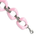 thumbnail image 1 of Stainless Steel Pink Ceramic 8 Inch Link Bracelet Contemporary Fancy, 1 of 8