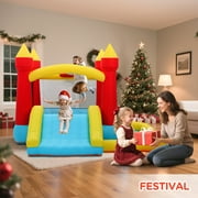 Toiyjofe Inflatable Bounce House with Slide & Ball Pit, Kids Bouncy Castle with Blower, Backyard Play Center for Kids 3-6, Indoor Outdoor Party Use