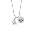 thumbnail image 2 of Delight Jewelry Silvertone Hit the Sweet Spot with Yellow Softball Silvertone Script Initial Disc - B - Charm Necklace, 20"+3", 2 of 4