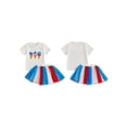 thumbnail image 2 of BemeyourBBs Kids Toddler Baby 4th of July Outfit Patriotic Summer Independent Day Clothes Short Sleeve Ice Cream Print T-shirt with Tulle Tutu Skirt Set Fourth of July Baby Clothing, 2 of 9