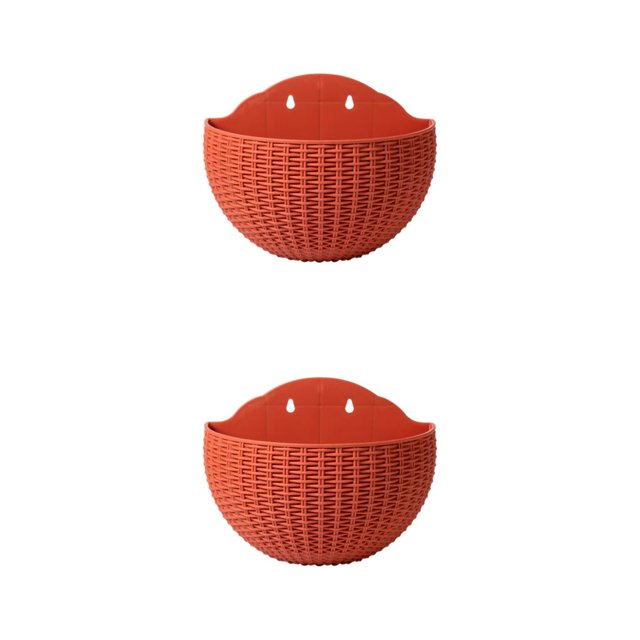 Maytalsory Wall Plastic Pot For Easy Installation And Wide Usage ABS Plastic Flowerpot Flower Pot Widely Used Drainage Red 2Set