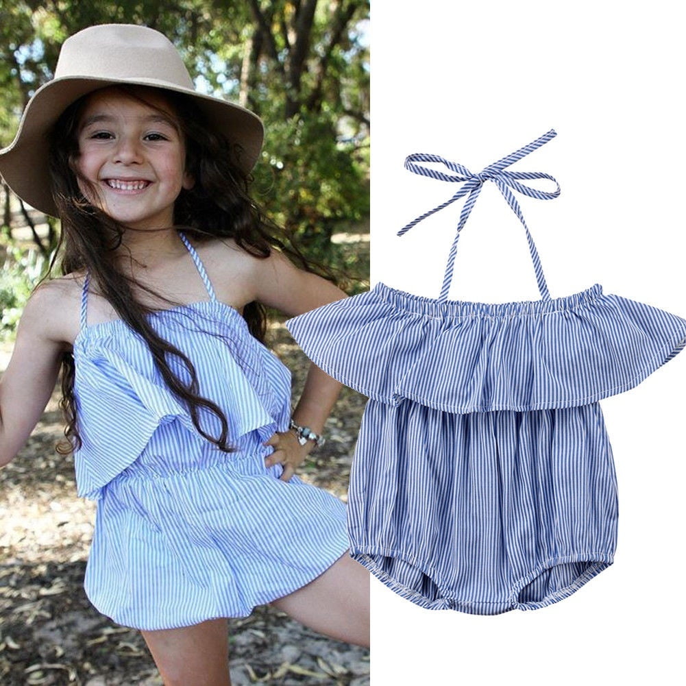 Summer Toddler Kids Baby Girls Striped Off Shoulder Rompers Jumpsuits Playsuit Walmart Canada