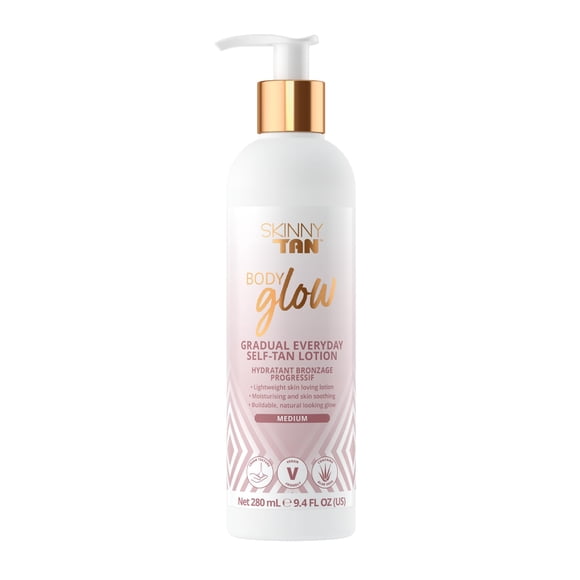Loción bronceadora gradual Skinny Tan Body Glow, 275 ml, aroma a coco