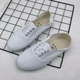 thumbnail image 4 of Quaouag Womens White Canvas Sneakers Low Top Lace-up Canvas Shoes Lightweight Casual Tennis Shoes, 4 of 6