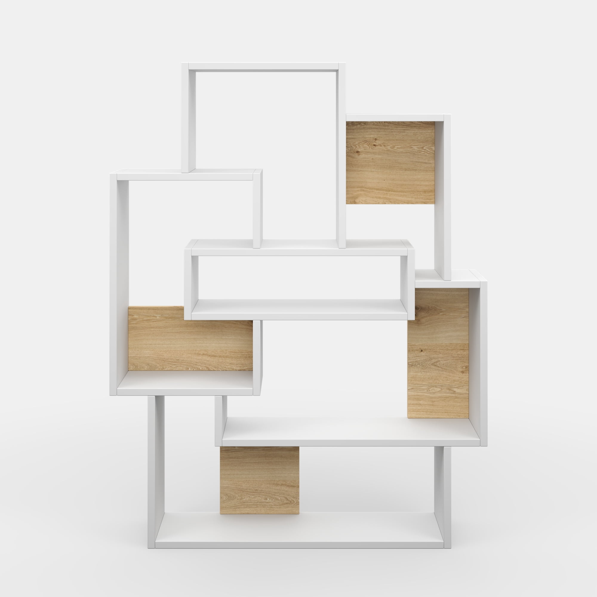 Ada Home Decor Furniture Multiple Tier Open Shelf White Oak Bernard Modern Bookcase