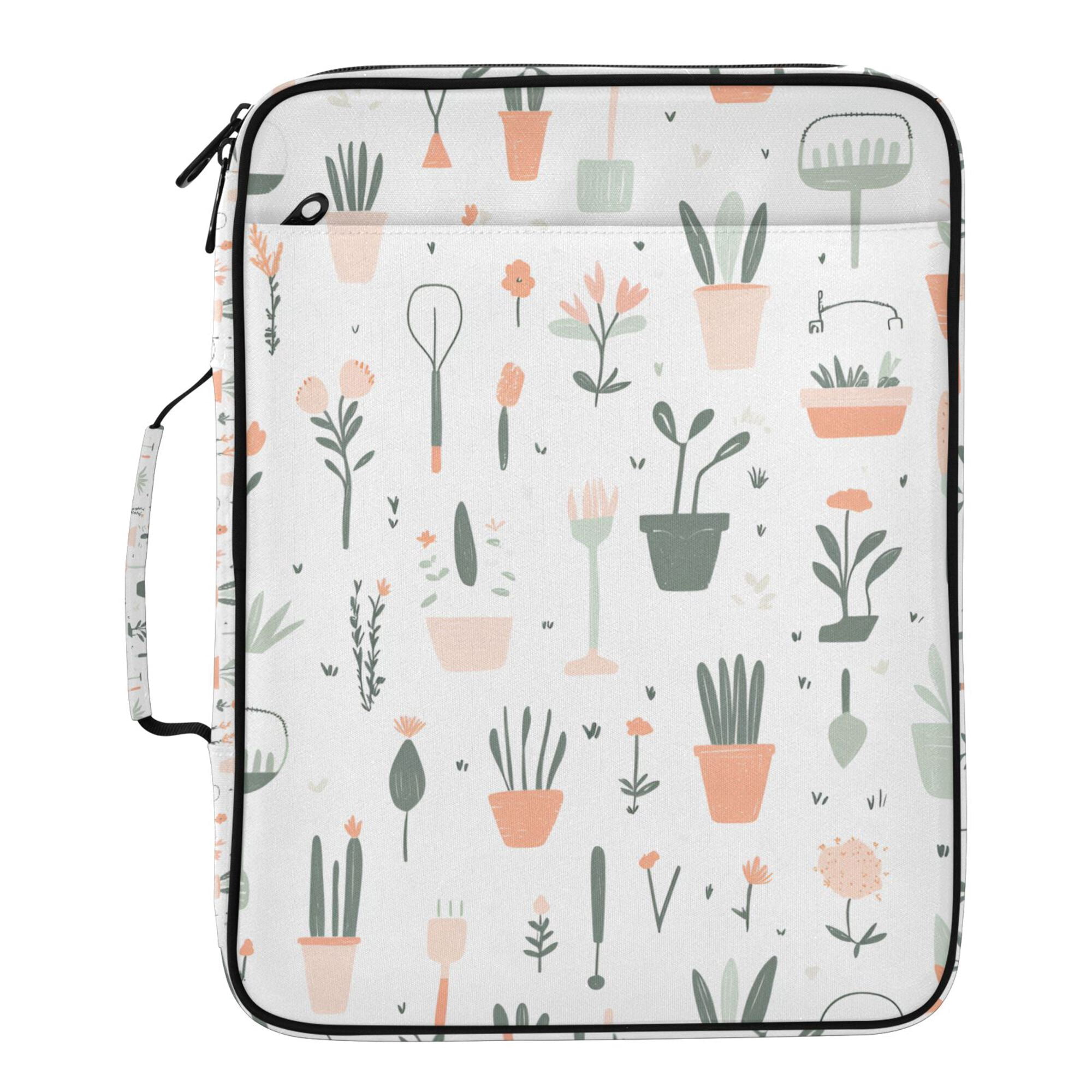 FORMRS Accordion File Folder A4 Size 7-Pocket Expanding Document Organizer Bag with 3 Ring Binder, Green Garden Pattern