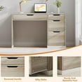 thumbnail image 4 of DreamCurship 48 inch Computer Desk with 4 File Drawers, Study Desk with Filing Cabinet and Storage, Home Office Desk for Small Space, Walnut, 4 of 6