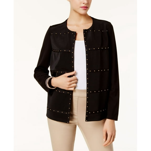 JM Collection Studded Jacket Deep Black S