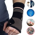 thumbnail image 6 of 1Pair Copper Wrist Compression Sleeve, Elastic Wrist Support Sleeve Wrist Brace for Tendonitis, Arthritis, Sprains Pain Relief, Breathable Carpal Tunnel Hand Brace for Sport, Fitness, 6 of 8