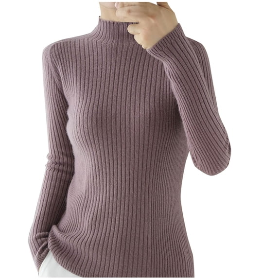 Levmjia Womens Sweater Knitted Simple Long Sleeve High Neck Solid Color Long Sleeve Winter Warm Cable Pullover Soft Comfortable Casual Wear