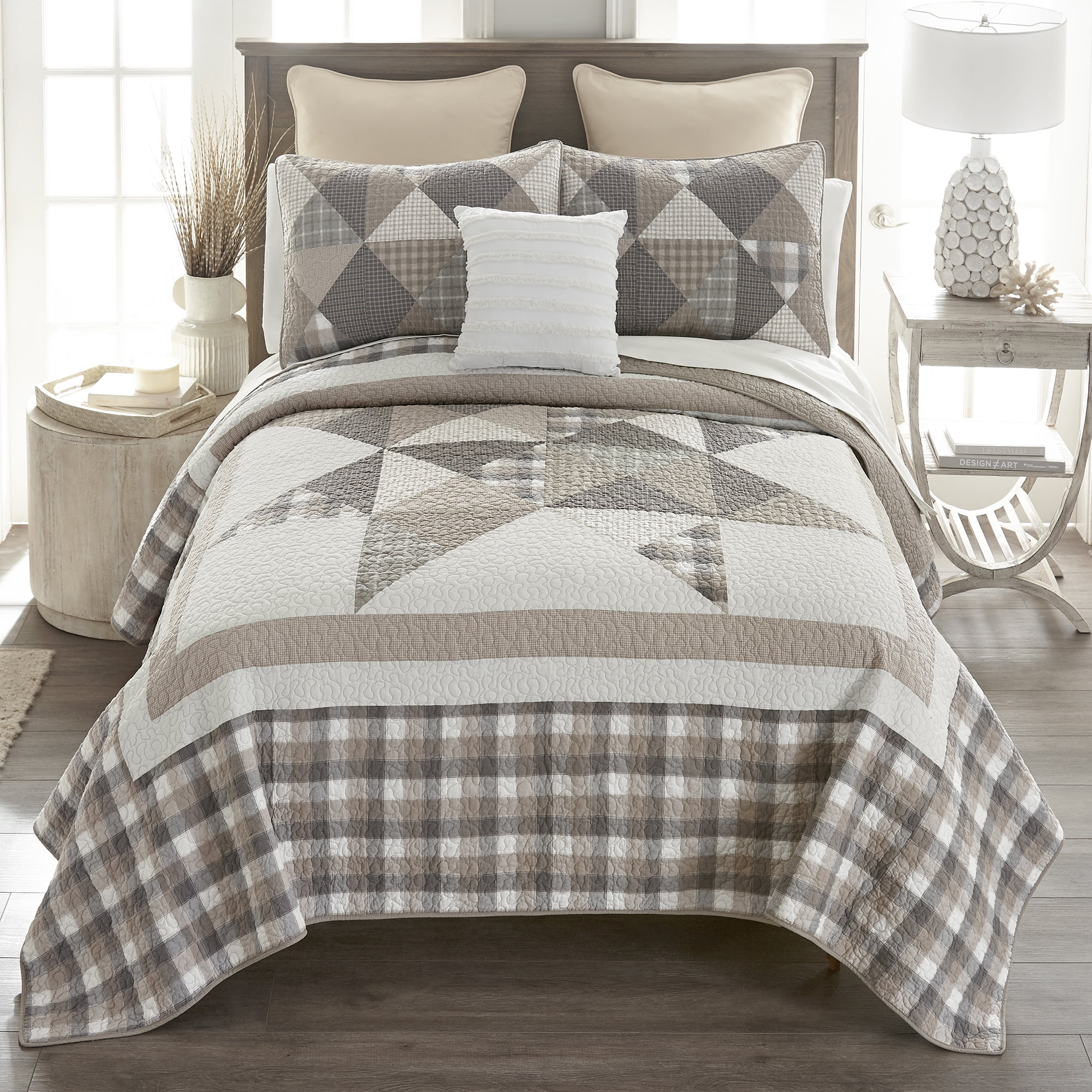 Donna Sharp Smoky Star 3PC Pieced Cotton Queen Quilt Set