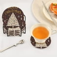 thumbnail image 6 of 6 Pcs Drink Coasters with Holder 3.94in Woven Coasters for Drinks White Christmas Tree Pattern Coaster Set for Protection Table, 6 of 7