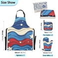 thumbnail image 3 of Blue Red White Wavy Stars Oil Painting Apron Set with Oven Mitts Pot Holders Set of 5 Kitchen Stuff Accessories, 3 of 6