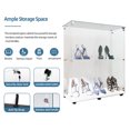 thumbnail image 5 of 2 Tiers Glass Display Cabinet with Bluetooth LED Light Strip, 2 Doors Floor Standing Curio Cabinet, Bookshelf for Collections, 5 of 16