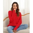 thumbnail image 3 of Uvplove Women's Long Sleeve Crew Neck Knitted Pullover Sweater x red-2xl, 3 of 7