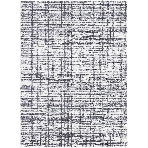Hauteloom Anisha Living Room, Bedroom Area Rug - Contemporary - Plush Pile - White, Black - 18" x 18" Sample