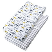Little Star Organic Changing Pad Cover, 2 Pack, Vroom-Room