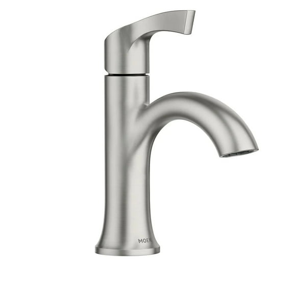 MOEN 84466SRN Korek Single Hole Single-Handle Bathroom Faucet with Deck Plate Included in Brushed Nickel