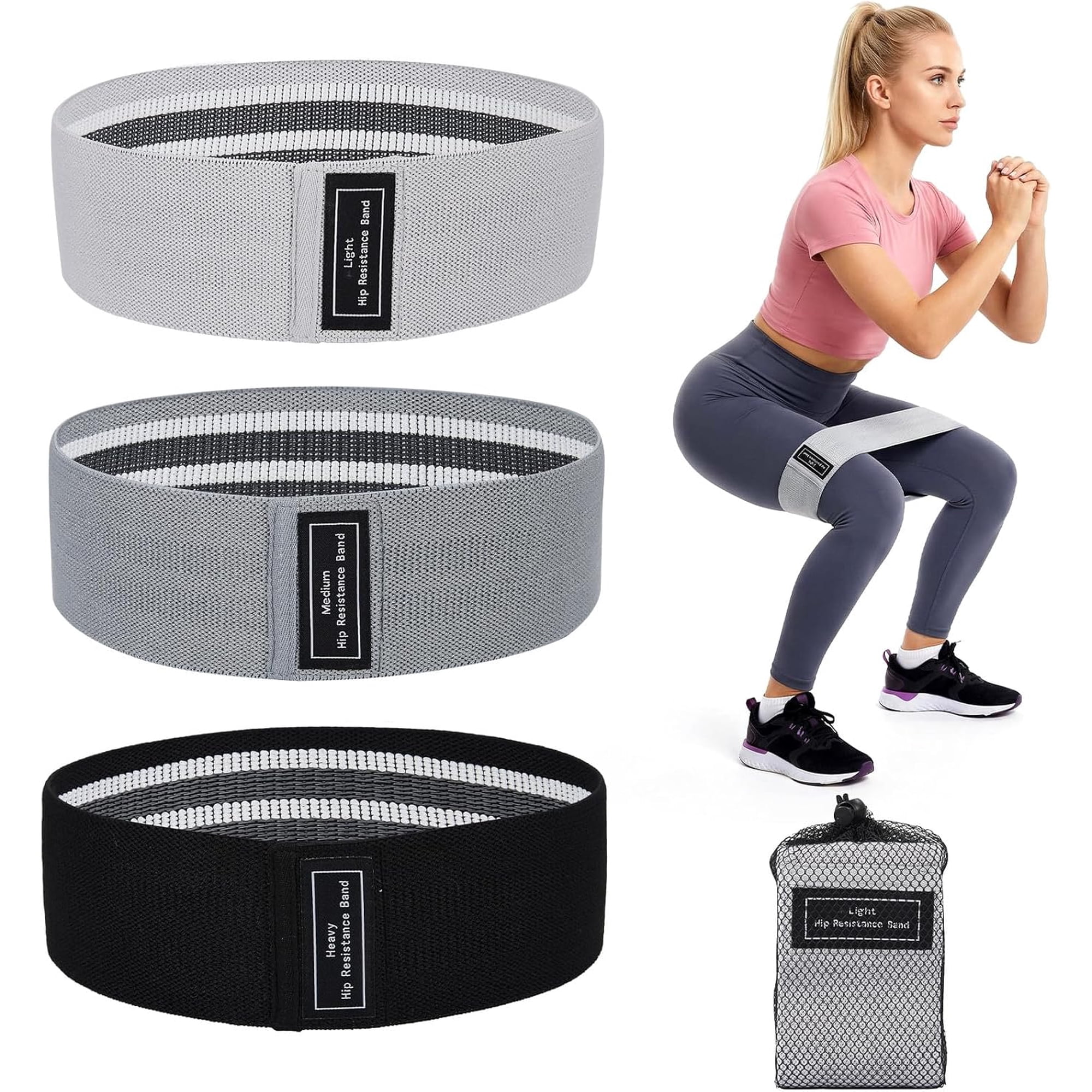 6 Pack Fabric Resistance Bands Set - Exercise Loop Bands with Multiple Resistance Levels for Strength Training Yoga and Pilates