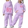 thumbnail image 4 of KKBOTIVE Girls Casual Tracksuit 67 Print Hoodie and Jogger 2 Piece Outfit Set for Kids Fashion Sweatsuit Daily School Clothes ( Purple Size: 6-7 Years ), 4 of 9