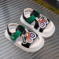 thumbnail image 4 of GiLiling Toddler Closed-Toe Sandals, Cute Colorful Appliqué Hook-and-Loop T-Strap, Soft Non-Slip PU Sandals for Summer Play (Black, 3.5-4 Years), 4 of 5