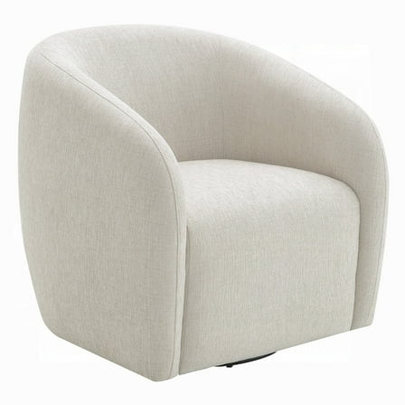 Tiena Swivel Accent Chair- Modern Style Rounded Back- Warm Beige Linen