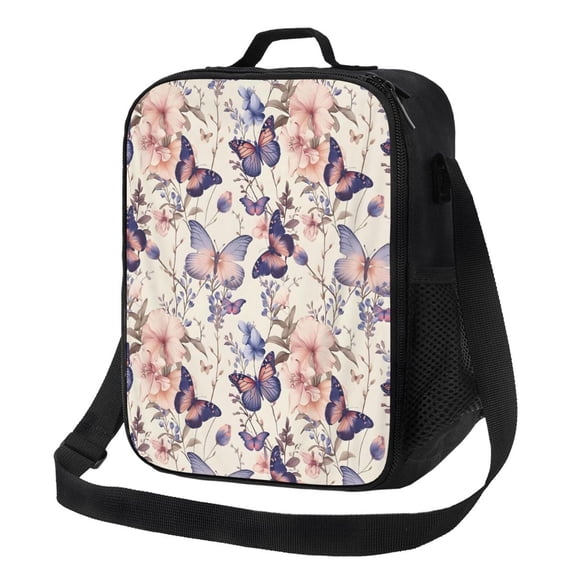 Butterfly Lunch Bag Insulated Thermal Box with Shoulder Strap & Handle for Work and Picnic