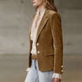 thumbnail image 4 of Ndbuld Jackets for Women Fashion Women Button Turndown Collar Solid Long Sleeve Jacket Coat,Brown,M, 4 of 6